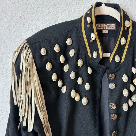 Vintage Double D Ranch Wool-Blend Fringe Jacket with Shell Accent, Size L - Picture 5 of 13